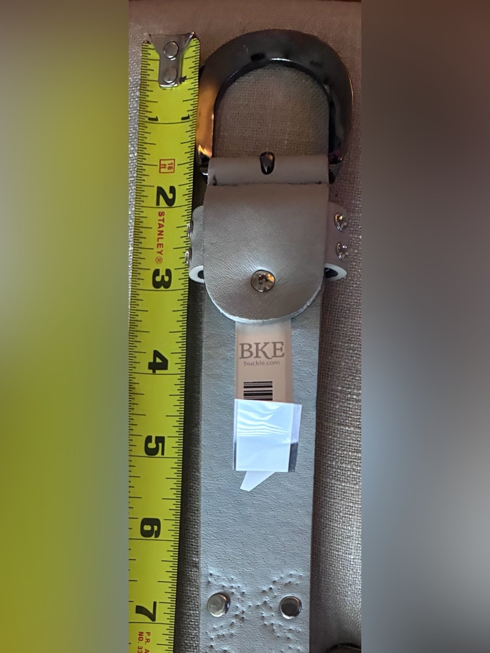 NWT Buckle BKE Studded Glitz Gray Silver Faux Leather Rhinestone 1 3/8” Belt - L - Picture 7 of 10